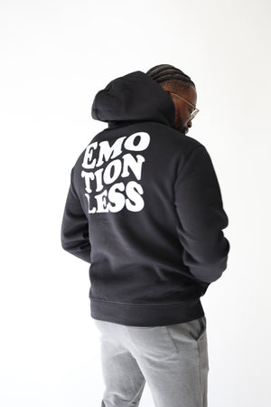 Oversized Black Hoodie Wavy Front & Back