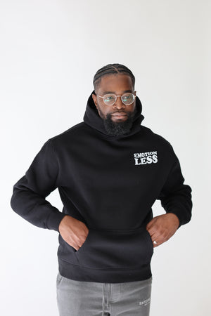 Oversized Black Hoodie Wavy Front & Back