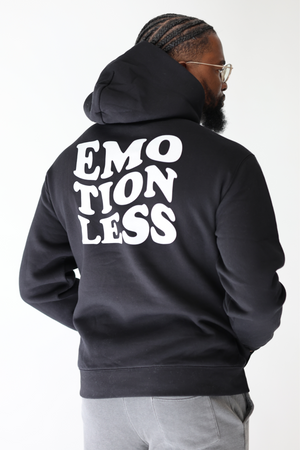 Oversized Black Hoodie Wavy Front & Back